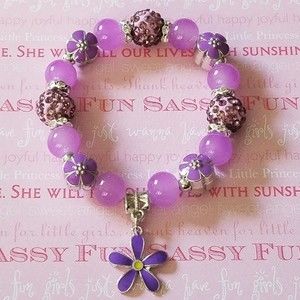 Purple bracelet flower charms Shamballa beads